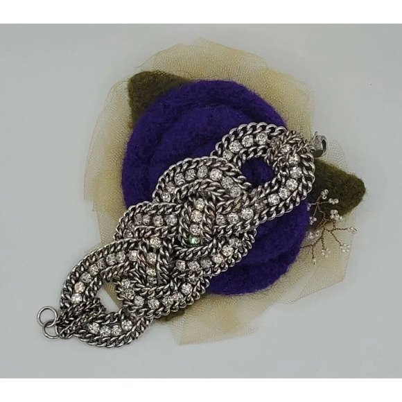 Stella & Dot Bold Silver Chain Crystal Rhinestone - Picture 2 of 10